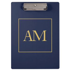 Porte-bloc Couleurs bleu or Monogramme Lettres initiales