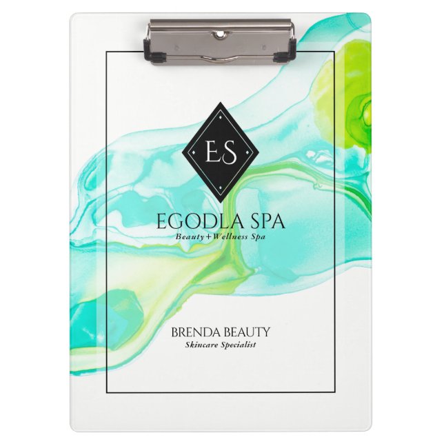 Porte-bloc Couleurs d'eau à l'encre abstraite marbrage (Devant)