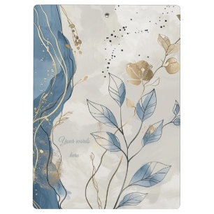Porte-bloc Créez Votre Propre Floral Minimaliste Bleu Doré On