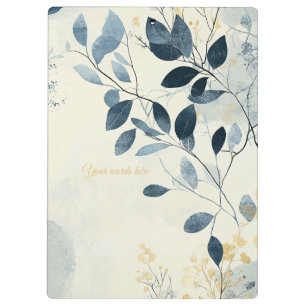 Porte-bloc Créez Votre Propre Minimaliste Floral Bleu Doré En