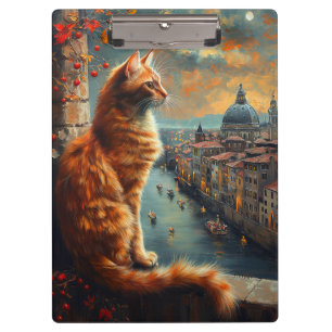 Porte-bloc Crépuscule à Venise   Chat roux sur un canal