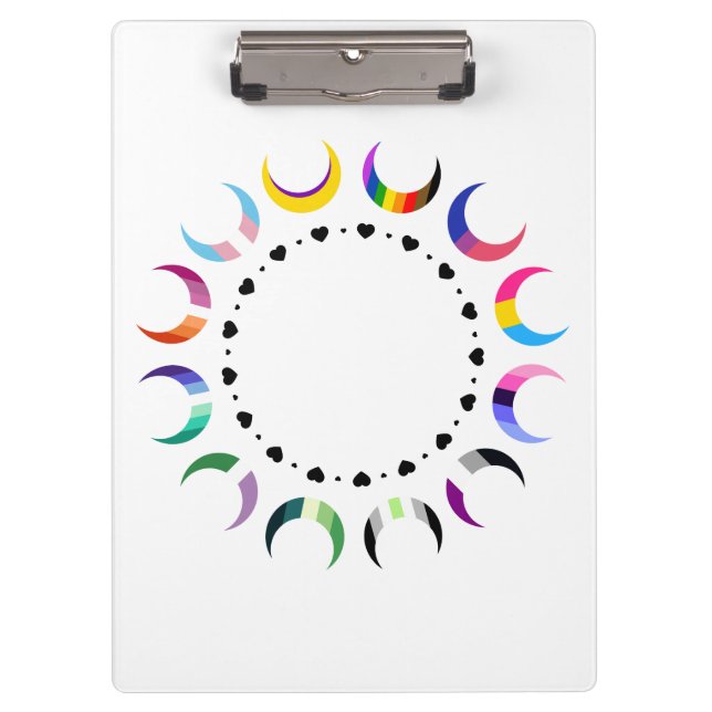 Porte-bloc Crescent Pride Lunes et Coeurs Noirs (Devant)