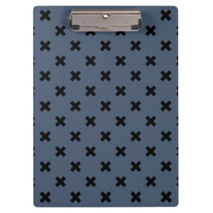Porte-bloc Croix noire coutures sur bleu-gris