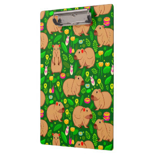 Porte-bloc Croquis Capybara avec fleurs de printemps sur vert