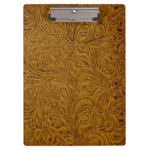 Porte-bloc Cuir usiné par cowboy bronzage (Faux)