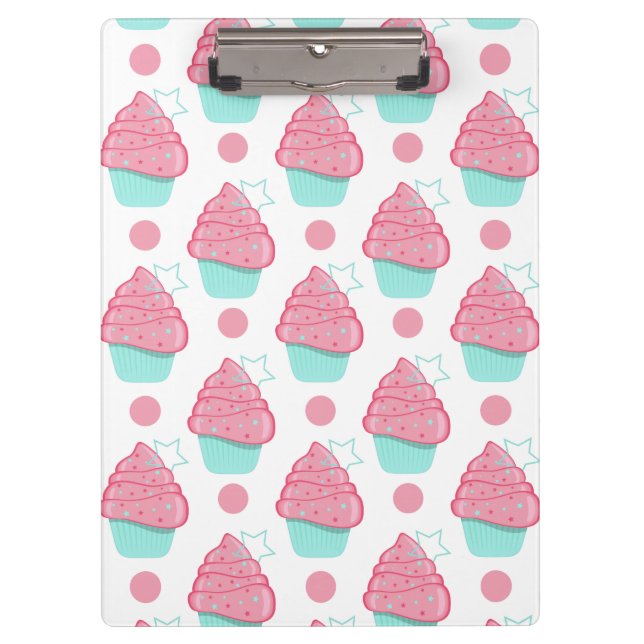 Porte-bloc Cupcakes rose et turquoise, Motif Cupcake (Devant)