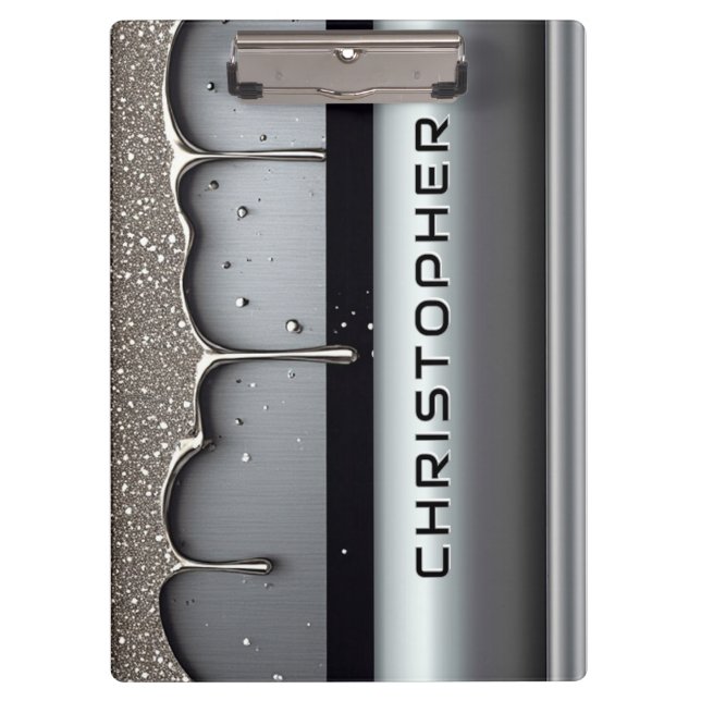 Porte-bloc Custom Name With Dripping Liquid Metal (Devant)