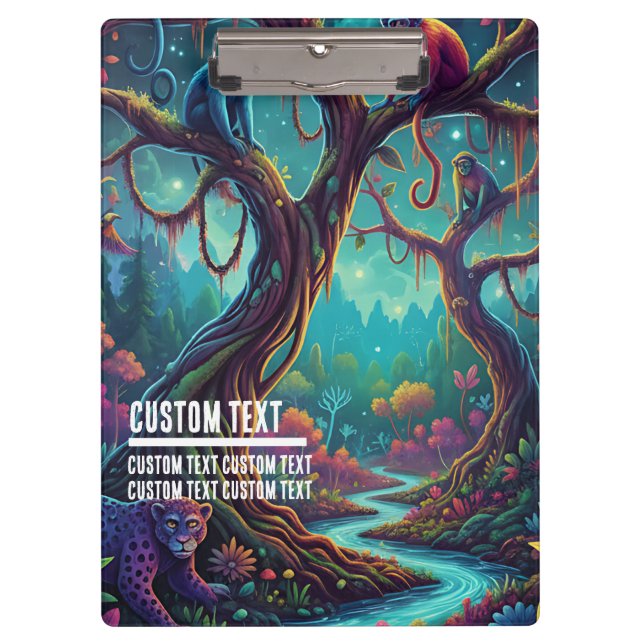 Porte-bloc Custom Text Magical Jungle Monkeys & Leopard (Devant)