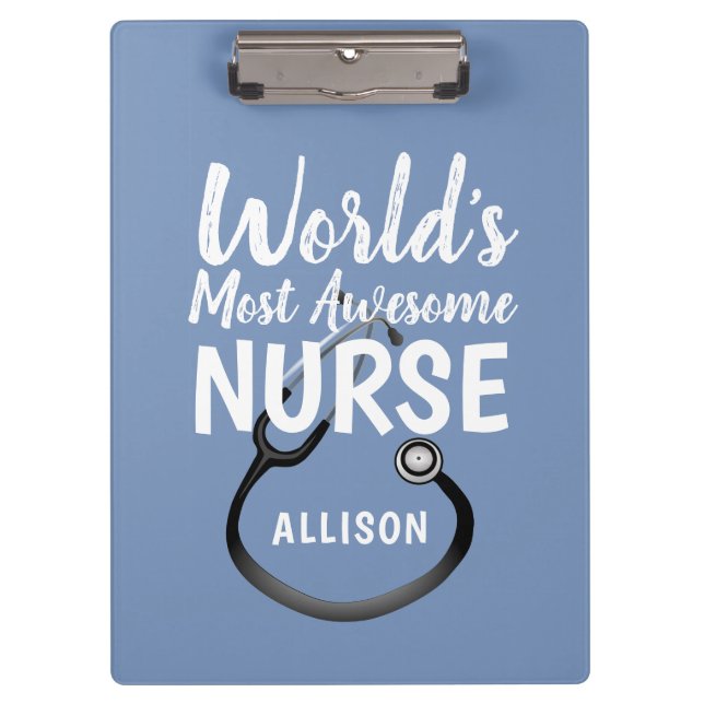 Porte-bloc Cute Awesome Infirmière Stethoscope Bleu Personnal (Devant)