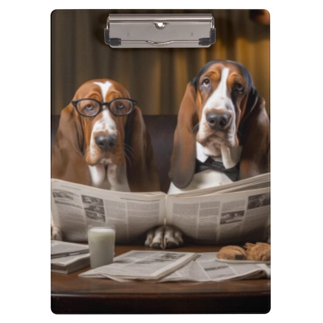 Porte-bloc Cute basset hounds lecture journal (Devant)