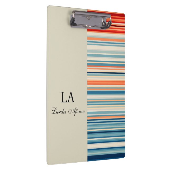 Porte-bloc Cute Beige Personalized Name Stripe Clipboard  (Swatch)