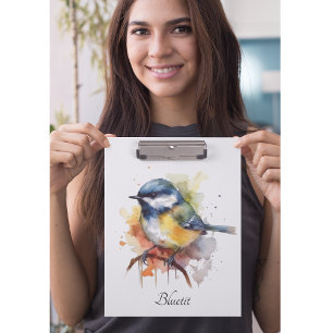 Porte-bloc Cute Bluetit sur une branche, personnalisé