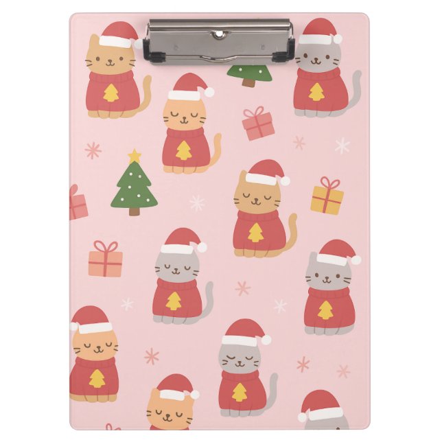 Porte-bloc Cute Christmas Cats Pattern – Pink Holiday Design (Devant)