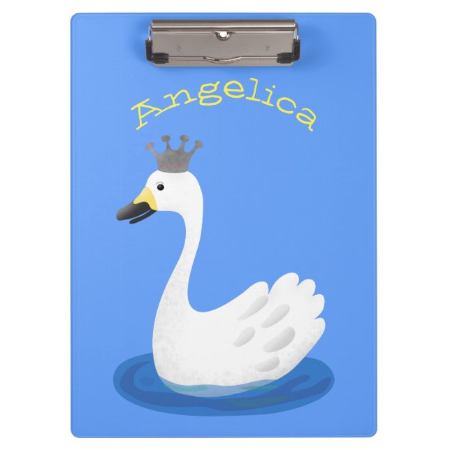 Porte-bloc Cute cygne blanc avec dessin de la couronne (Devant)