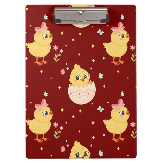Porte-bloc Cute Easter Chick with Pink Bow Seamless Pattern  (Devant)