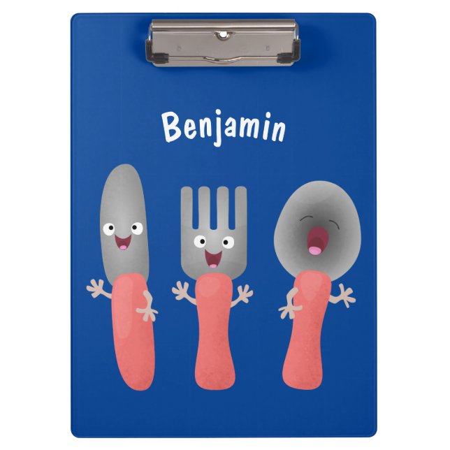 Porte-bloc Cute fourche couteau et cuillère dessin de couvert (Devant)