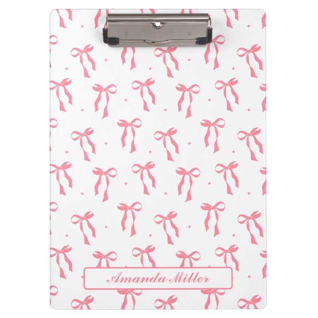 Porte-bloc Cute Girly Coquette  Aesthetic Pink Bow Monogram (Devant)