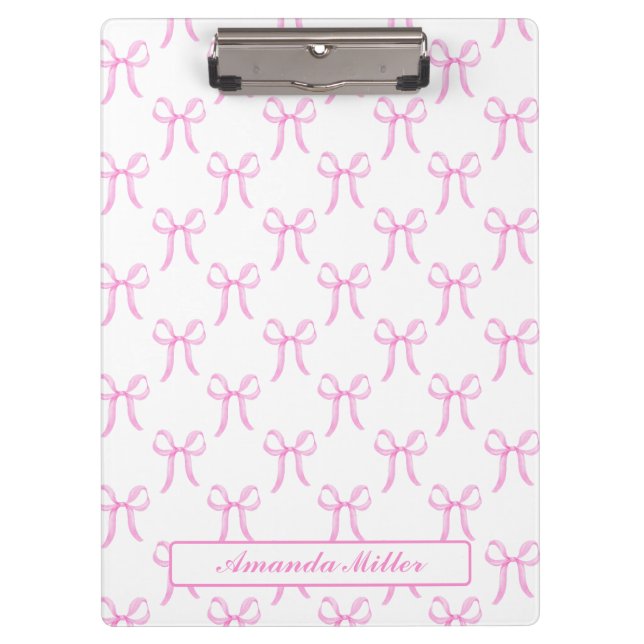 Porte-bloc Cute Girly Pretty Pink Coquette Bows Monogram (Devant)