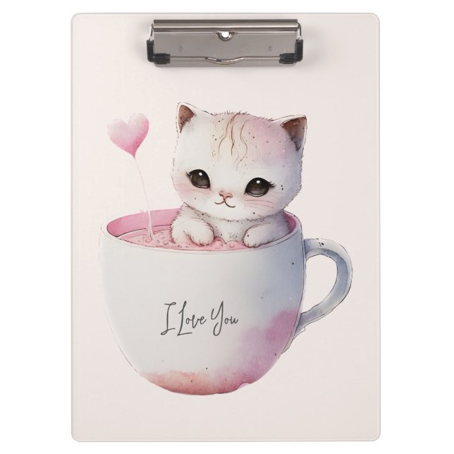 Porte-bloc Cute Kitten avec Coeur de Balloon (Devant)