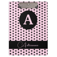 Cute Monogrammed Pois rose et noir