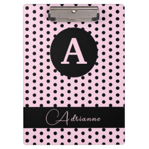 Porte-bloc Cute Monogrammed Pois rose et noir