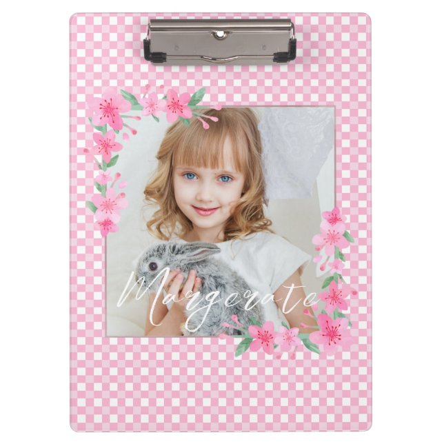 Porte-bloc Cute Personnalisée une photo rose (Devant)