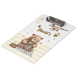 Porte-bloc  Cute teddy bear school with jar of honey