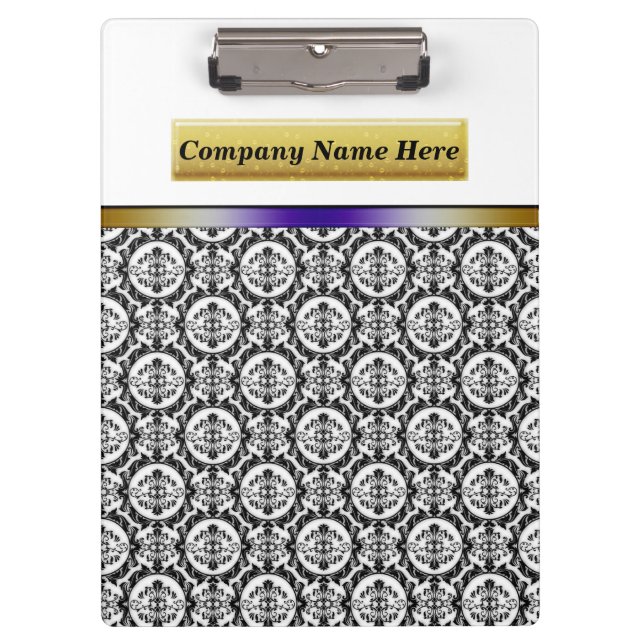 Porte-bloc Damassés noires sur le blanc (Devant)