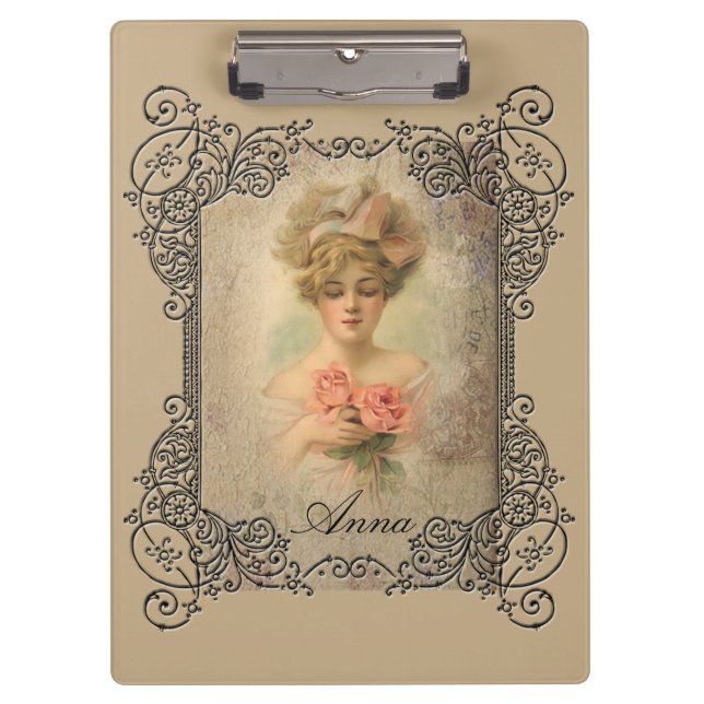 Porte-bloc Dame victorienne classique avec presse-papiers aux (Devant)