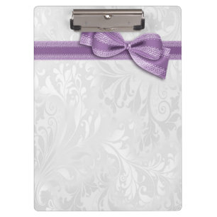 Porte-bloc Damier blanc et nœud faux violet