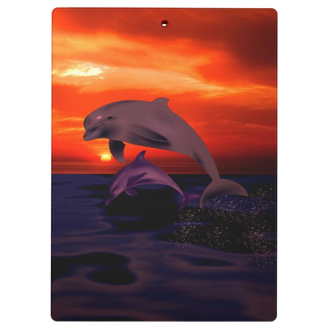 Porte-bloc Dauphins de saut nautique Coucher de soleil orange (Dos)