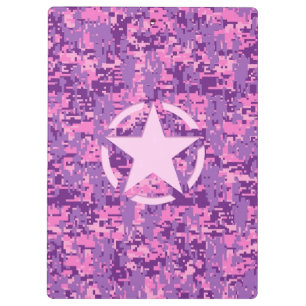Porte-bloc Déco rose étoile sur le style Camo numérique