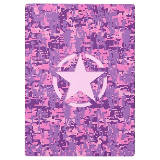 Porte-bloc Déco rose étoile sur le style Camo numérique (Dos)