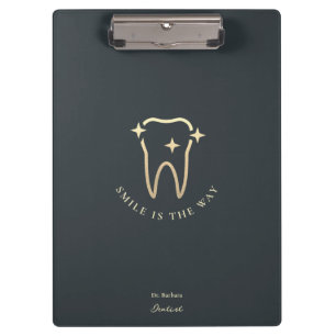 Porte-bloc Dentiste Or dent Bleu foncé gris moderne