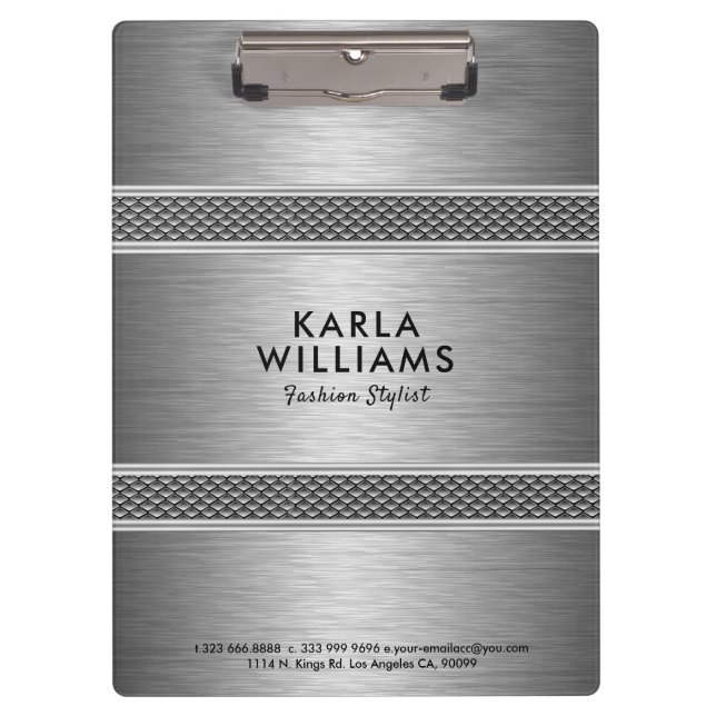 Porte-bloc Design géométrique moderne gris clair métallique (Devant)