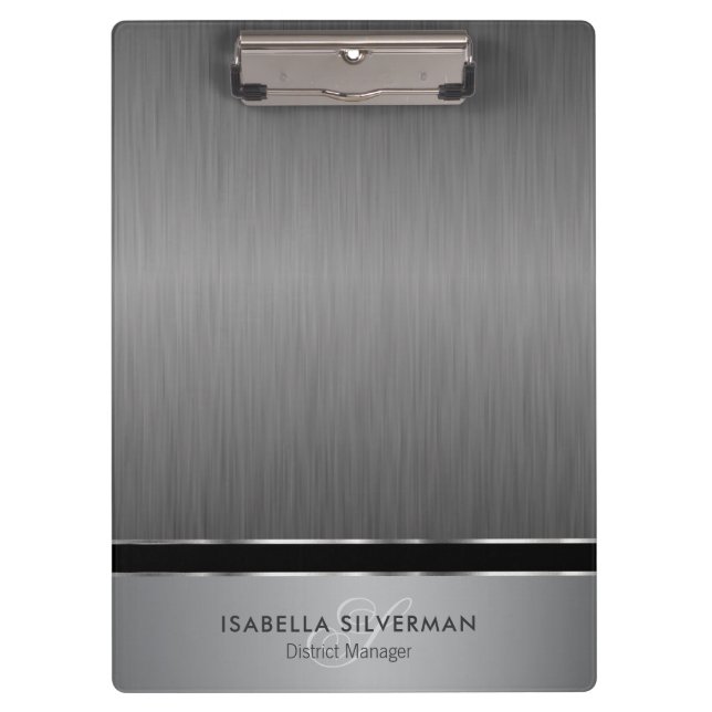 Porte-bloc Design Monogramme Exécutif - Acier Brush (Devant)