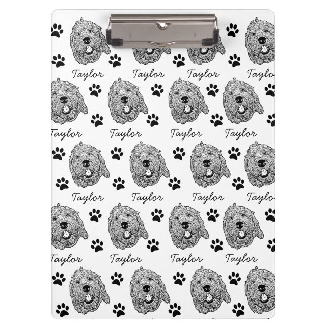 Porte-bloc Dessin personnalisé Goldendoodle Chien (Devant)