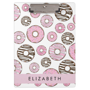 Porte-bloc Donuts Roses, Donuts Blancs, Sprinkings, Votre Nom
