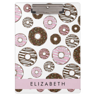 Porte-bloc Donuts Roses, Donuts Brown, Sprinkings, Votre Nom