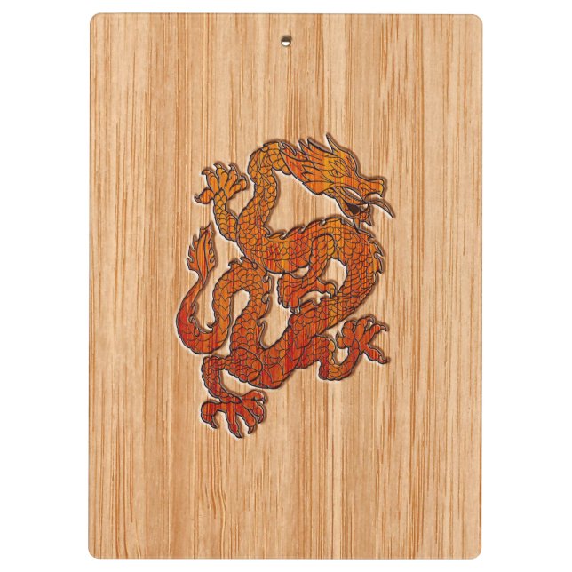 Porte-bloc Dragon Oriental Rouge en Bambou (Dos)