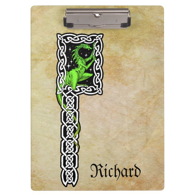 Porte-bloc Dragon Vert Avec Bordure Celtique Personnalisé (Devant)