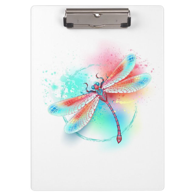 Porte-bloc Dragonfly rouge sur l'arrière - plan aquarelle (Devant)