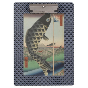 Porte-bloc Drapeau de fête du poisson Koi Hiroshige japonais