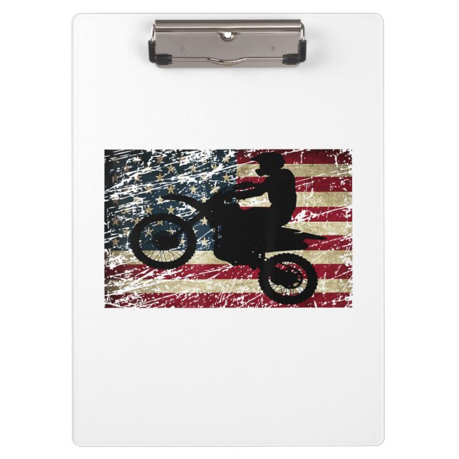 Porte-bloc Drapeau Dirt Vélo USA Drapeau T-Shirt Motocross Dr (Devant)