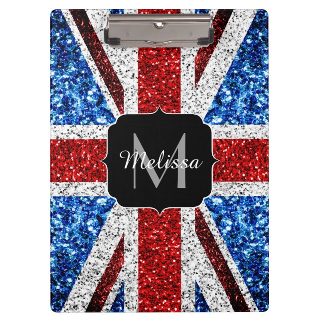 Porte-bloc Drapeau rouge bleu blanc brillant parties scintill (Devant)