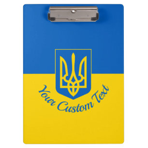 Porte-bloc Drapeau ukrainien avec armoiries et texte personna