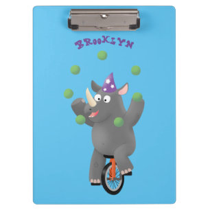Porte-bloc Drôle rhinocéros mignon jonglant sur monocycle