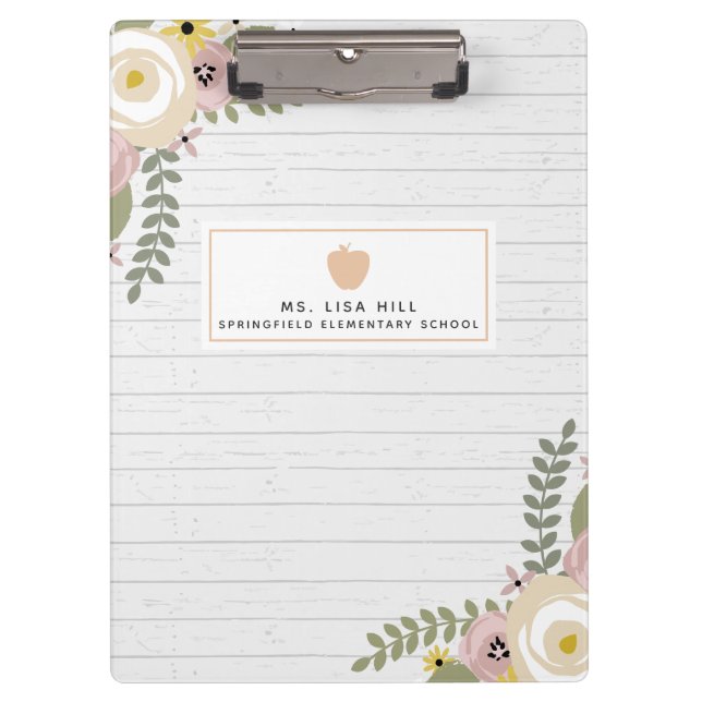 Porte-bloc Dusty Floral Grey Porte - bloc enseignant (Devant)