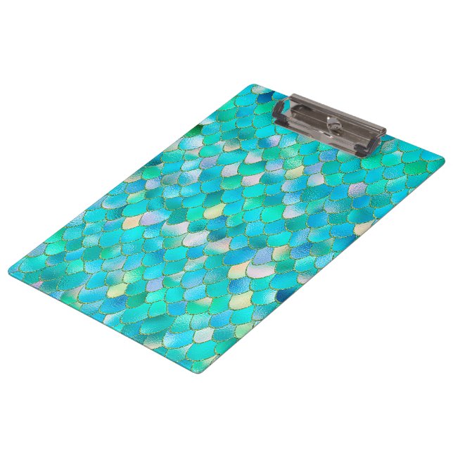 Porte-bloc Échelles turquoises de sirène en métal de parties (Incliné)