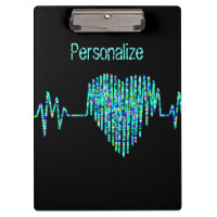 EKG ligne coeur médical noir turquoise bleu